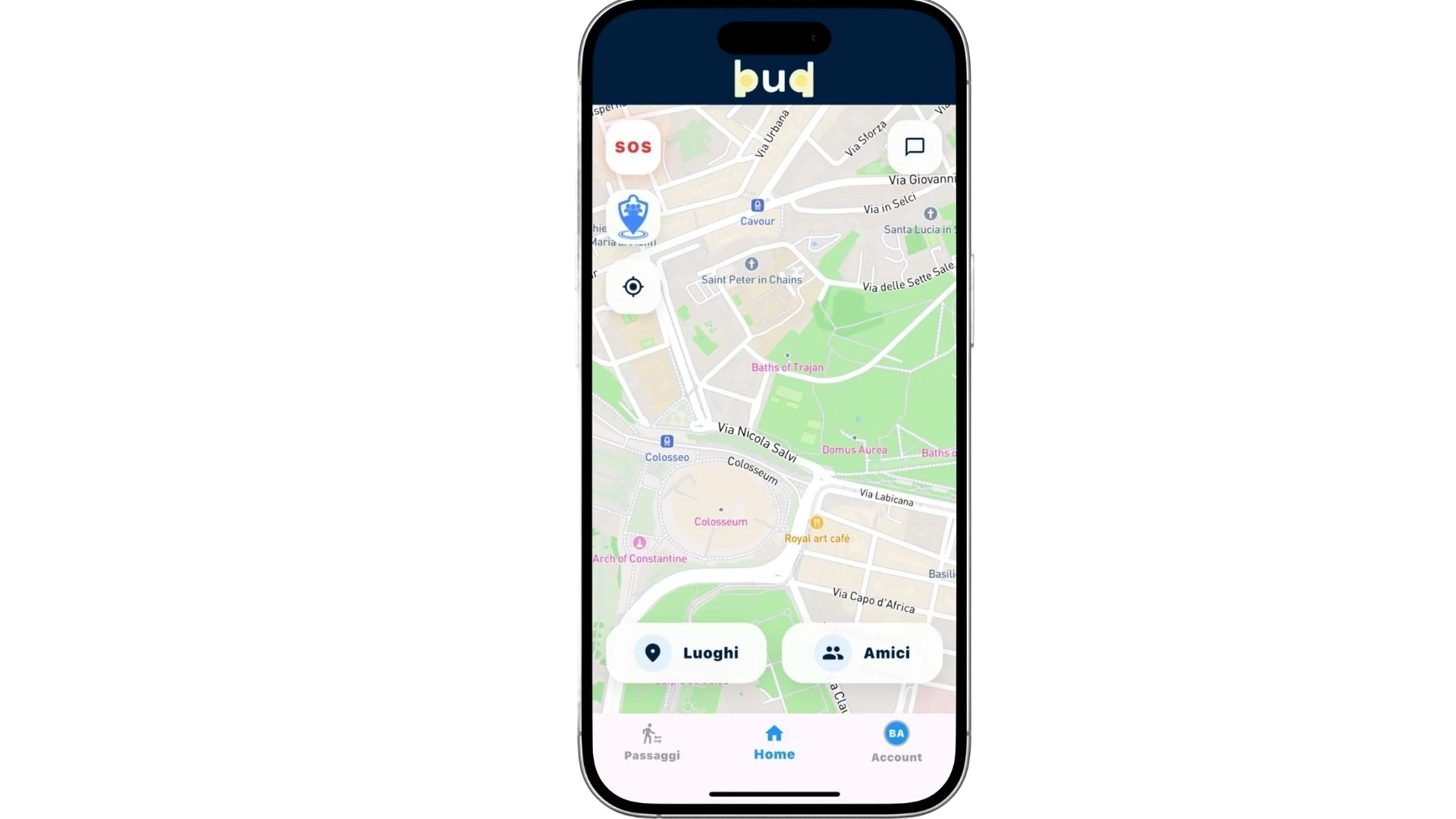 Interfaccia bud — schermata principale dell'app